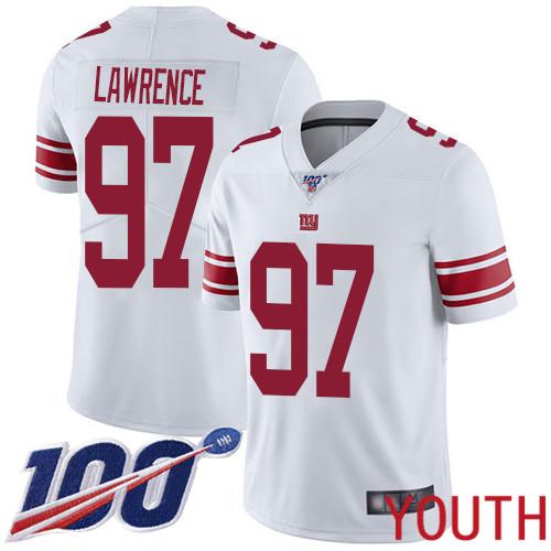 Youth New York Giants #97 Dexter Lawrence White Vapor Untouchable Limited Player 100th Season Football NFL Jersey